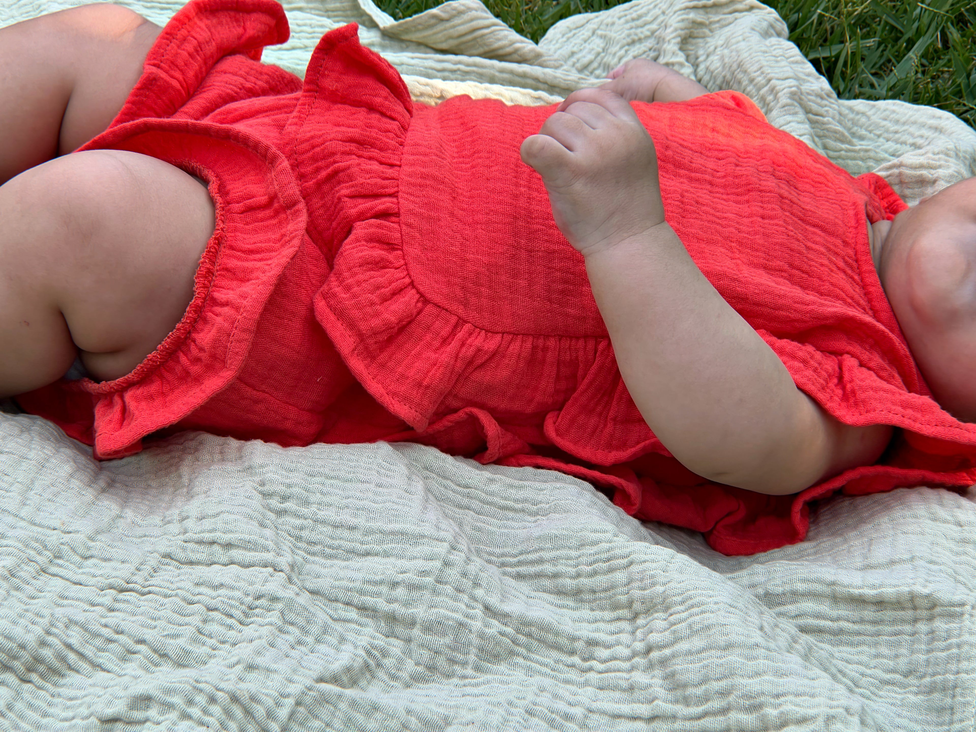 Ruffle set in watermelon red