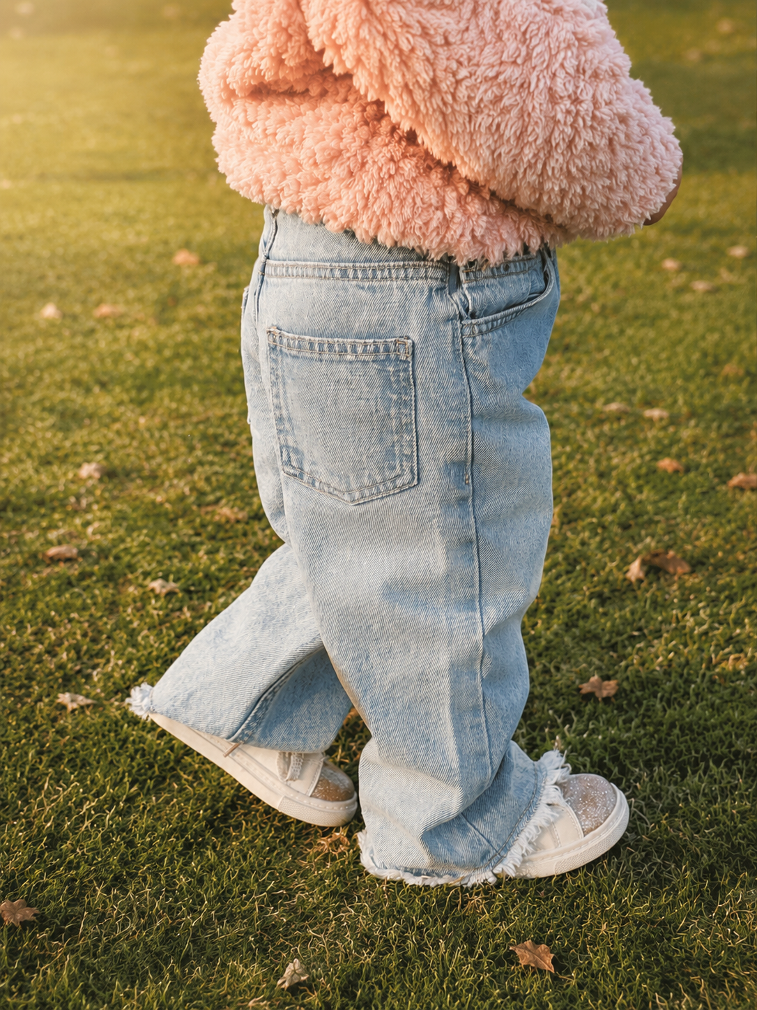 Wide leg denim pants ( Light wash )