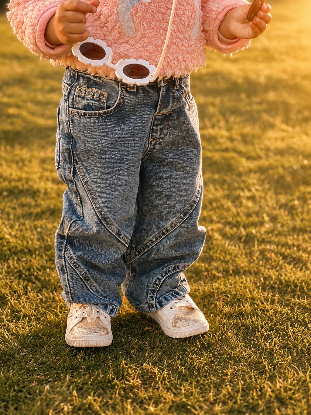 Seamed denim pants( Mid blue wash)
