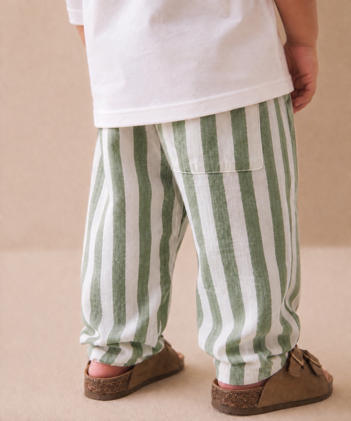 Stripped pants in sage( unisex )