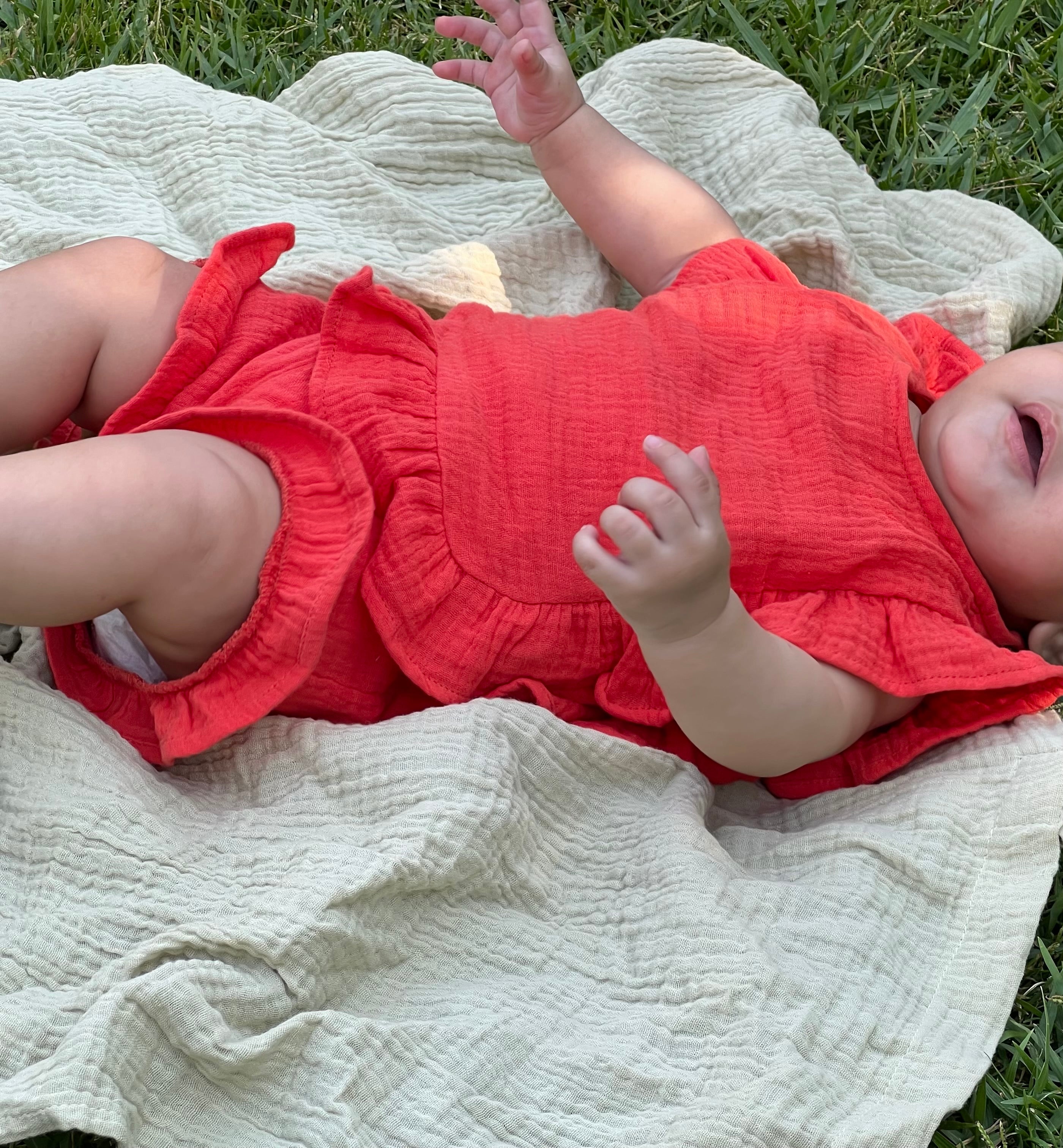 Ruffle set in watermelon red