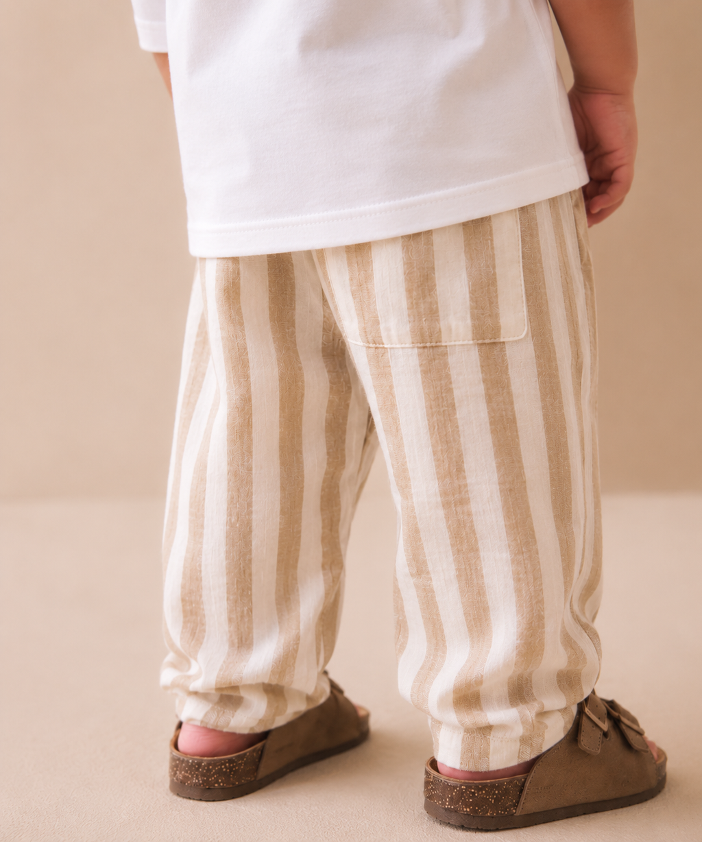 Stripped pants in Khaki ( Unisex )