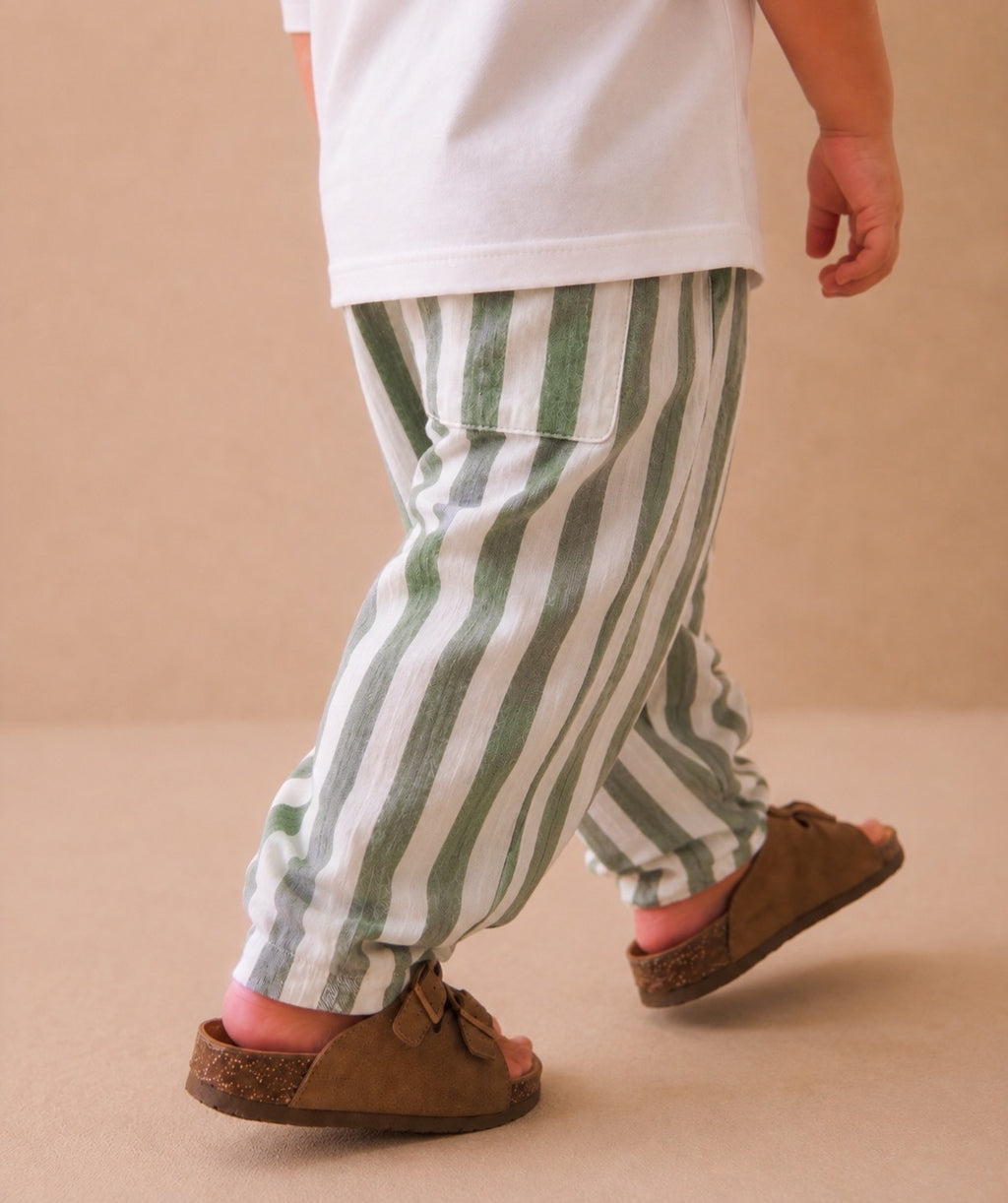 Stripped pants in sage( unisex )