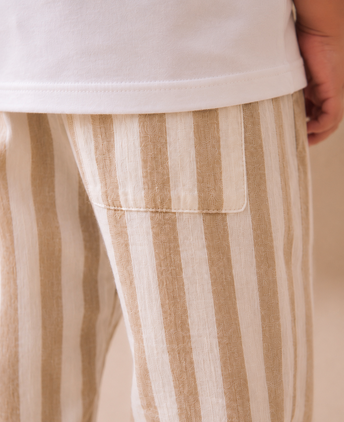 Stripped pants in Khaki ( Unisex )