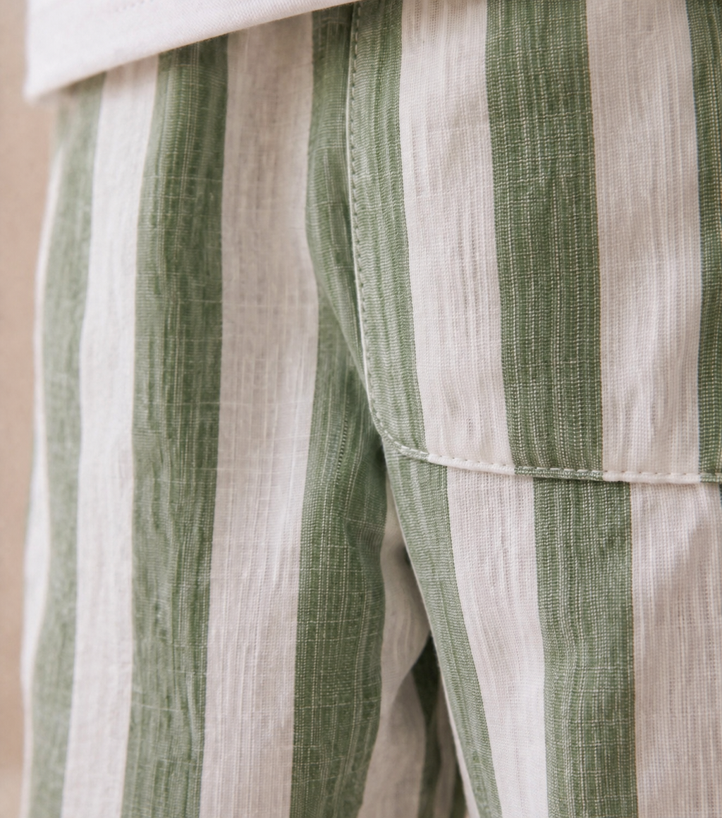 Stripped pants in sage( unisex )