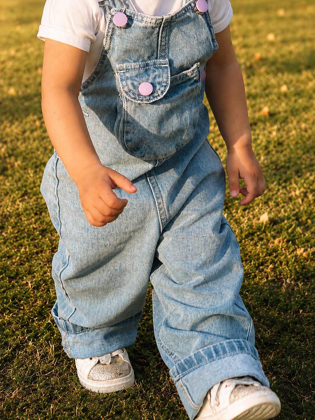 Light wash denim overall