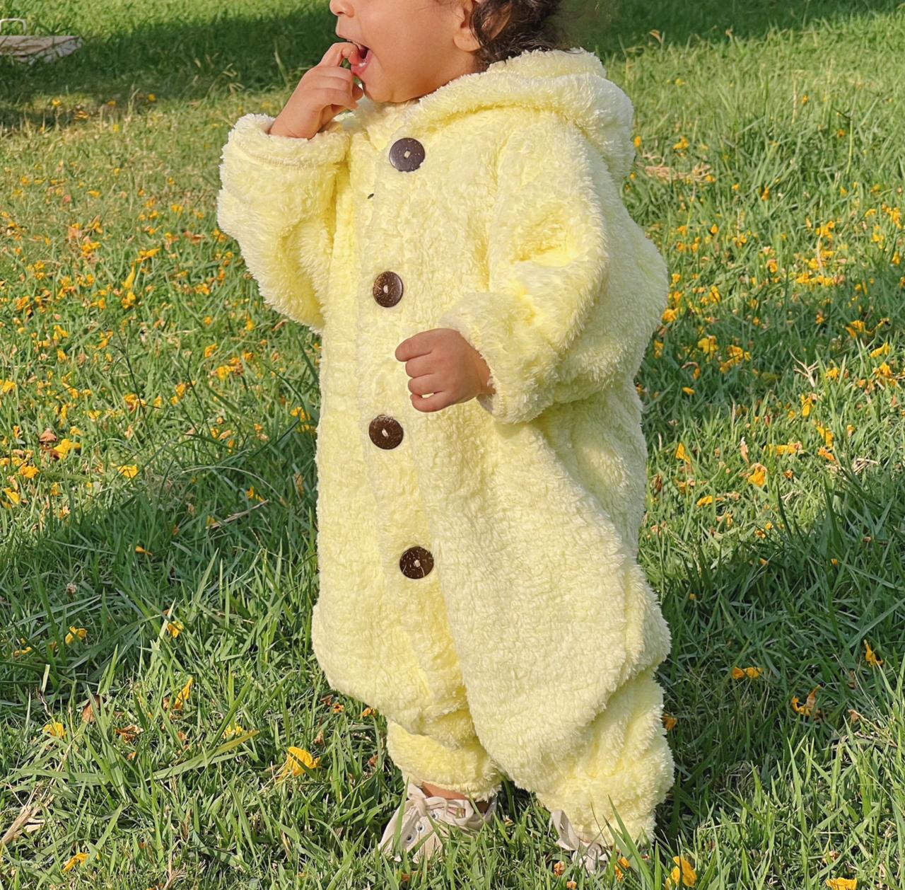 Teddy jumpsuit in pastel yellow